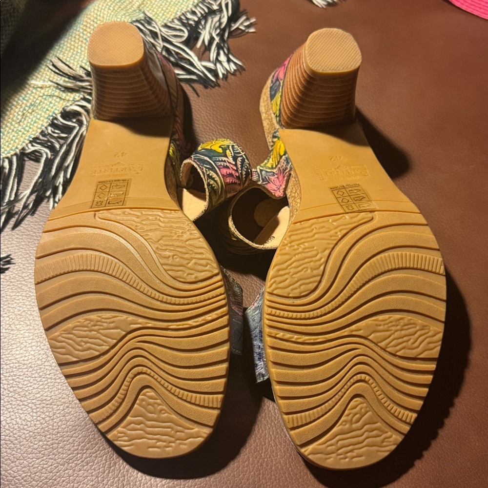 NWOB Spring Step L'Artiste Floral Embellished Sandals Leather & Cork 42(10.5-11) - Picture 7 of 11